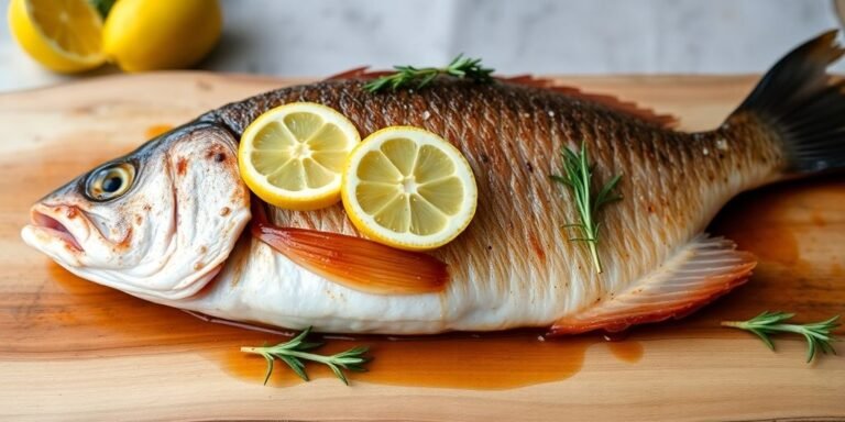 Cooked saddletail snapper with lemon and herbs.
